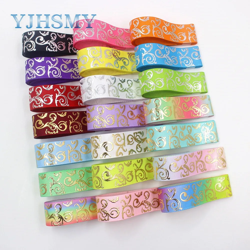 YJHD I-19726-1671 22 мм 10 ярдов градиентный узор Печатный grosgrain ленточный дизайн упаковки
