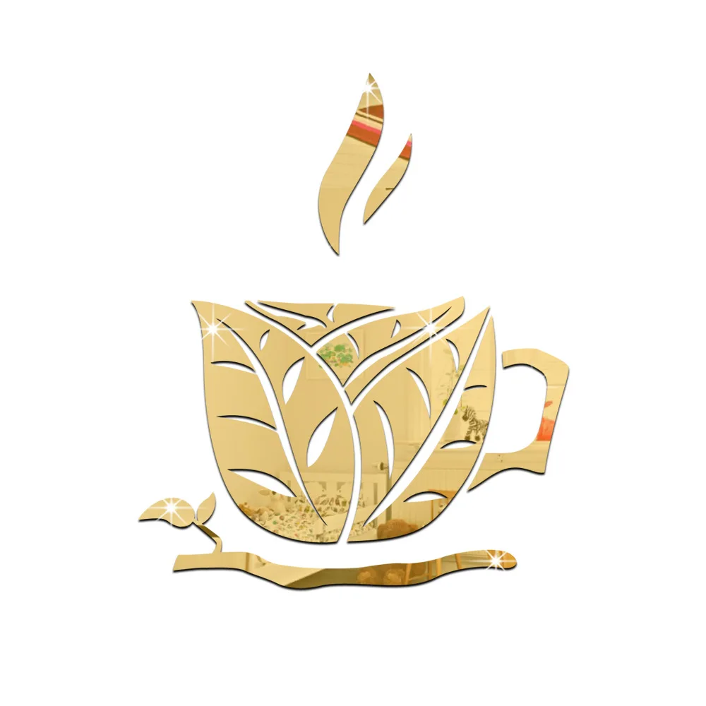 Фотообои Funlife с зеркальными стеклами и листьями на стену изображением чашечки