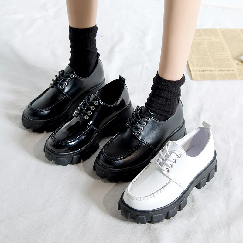 Korean Shoes Female Footwear Clogs Platform Oxfords Women's Round Toe ...