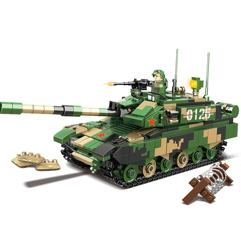 

WW2 Army CN Weapon 99A Main Battle Tank Vehicle Building Blocks Model Sets Bricks Classic Boy For Children Toys Gift