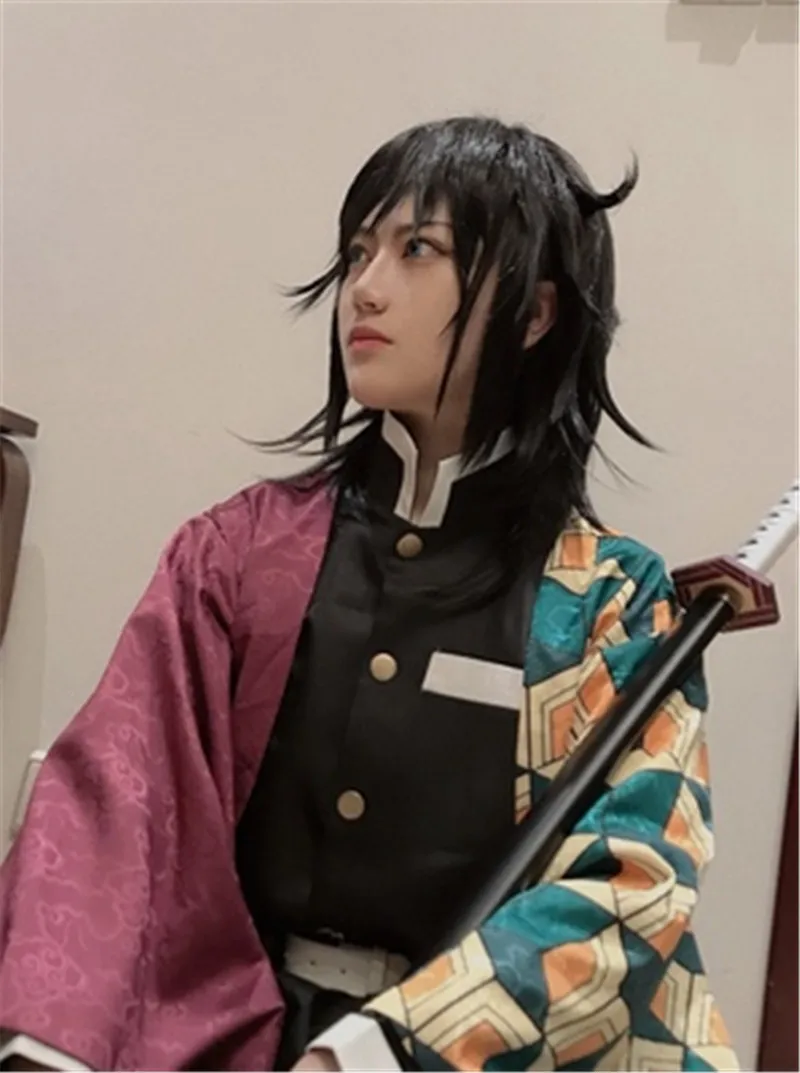 Кимоно Tomioka Giyuu, костюм для косплея, истребитель демона: Kimetsu no Yaiba Kamado Tanjirou Kamado Nezuko, кимоно, рубашка, штаны, Униформа, парик