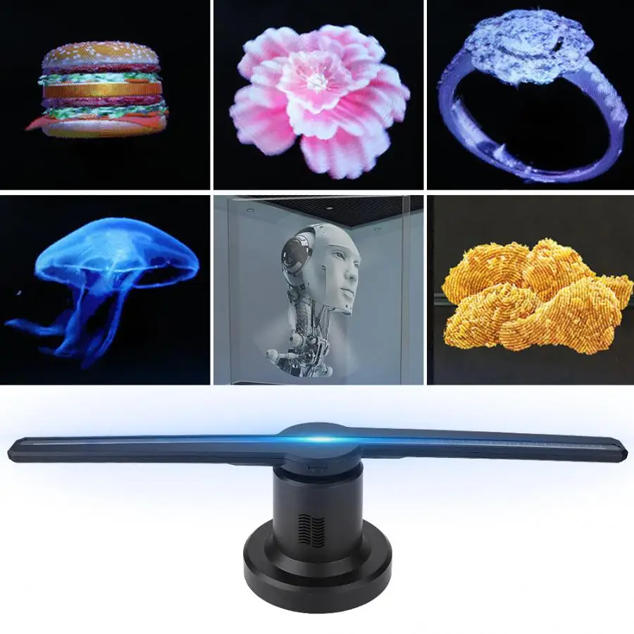 

3D Holographic Display LED Fan Exhibition Projector Hologram Advertising Displayer +16G TF Card