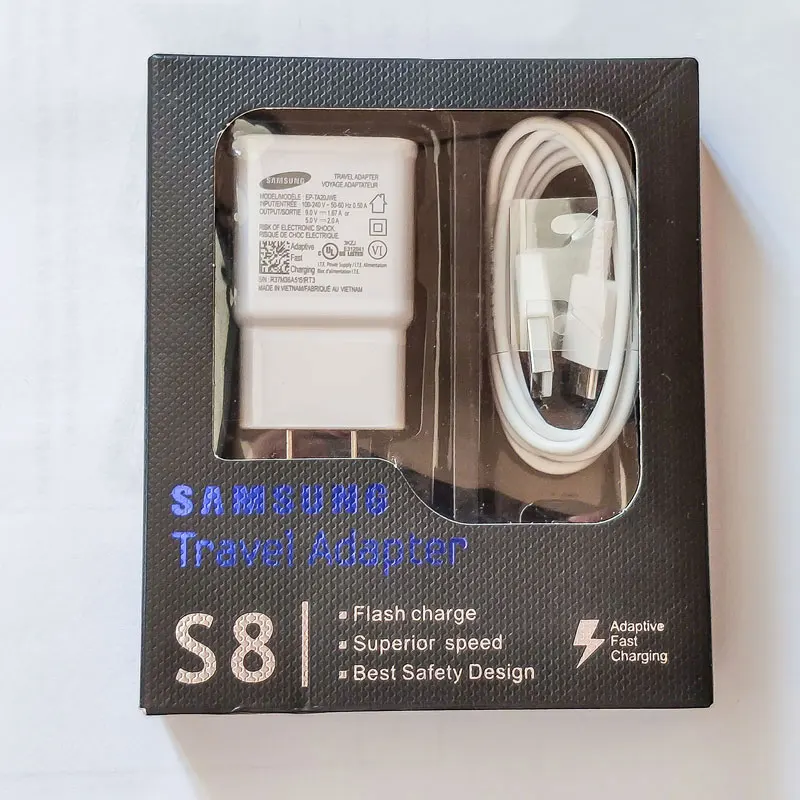 EU Charger and Cable Устройство для быстрой зарядки для samsung Galaxy S10 S9 S8 S7 S6 плюс A10 A30 A50 A70 A3 A5 A6 A7 A8 9V 1.67A быстрое зарядное устройство и 1,2 м Тип C кабель - Тип штекера: EU Charger and Cable