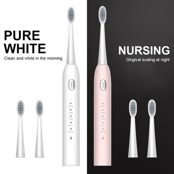 

Electric Toothbrush IPX7 Waterproof Rechargeable Tooth Brush Adult 5 Modes Automatic Sonic ToothBrush With 2 Brush Heads