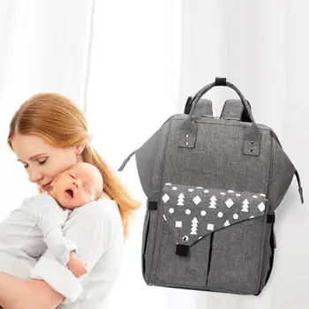 

Fashion Mummy Maternity Print Baby Diaper Nappy Milk Bottle Powder USB Port Shoulder Bag Backpack Bag