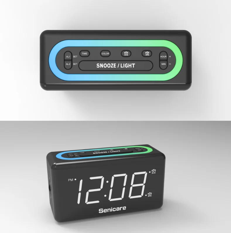 Electronic alarm clock USB charging LED light brightness adjustable alarm clock bedside small night light big screen over