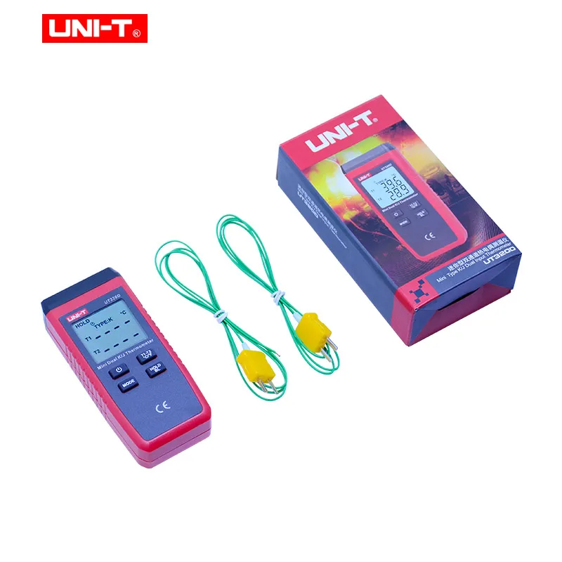 UNI-T UT320A UT320D мини Тип контакта двухканальный K/J измеритель температуры термометр термопары подсветка данных держать выключен авто