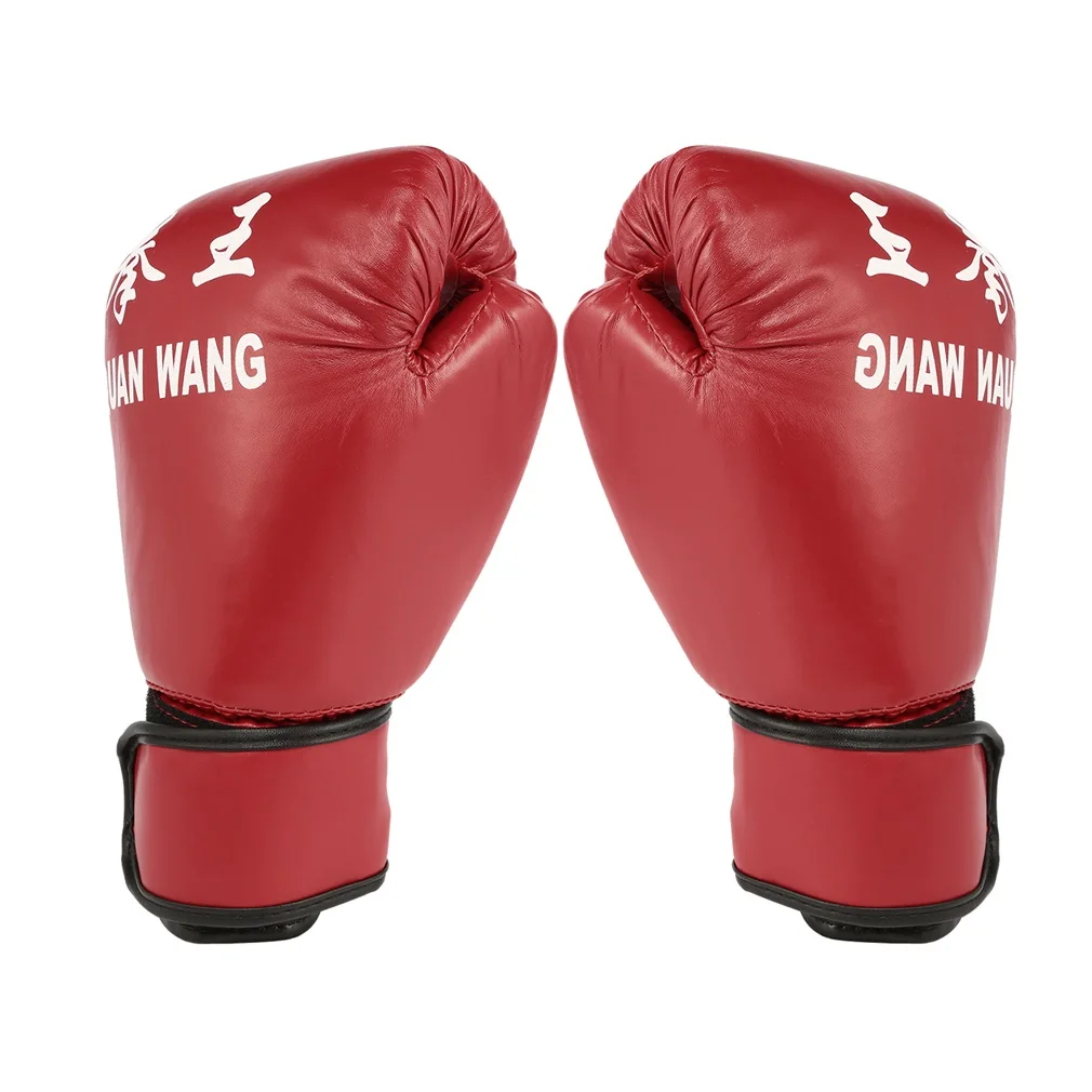 

Red PU Adults Kick Boxing Gloves Karate Muay Thai Free Fight MMA Sanda Professional Training Gloves Men Women Boxing Equipment