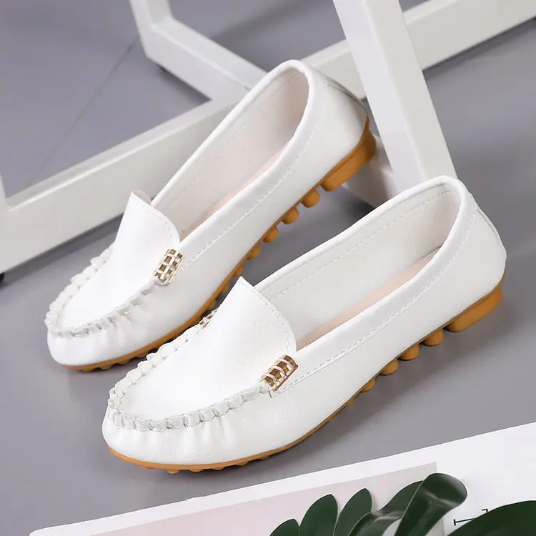 

2019 New Style Fashion Outer Wear Large Size Retro Peas Four Seasons Soft-Sole Small Shoes Women's Slip-on Loafers