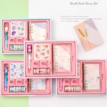 

Japanse Style Cute Flower Deer Journal Notebook Set DIY Scrapbooking Diary Decorative PVC Traveller Notebook Stationery Supply
