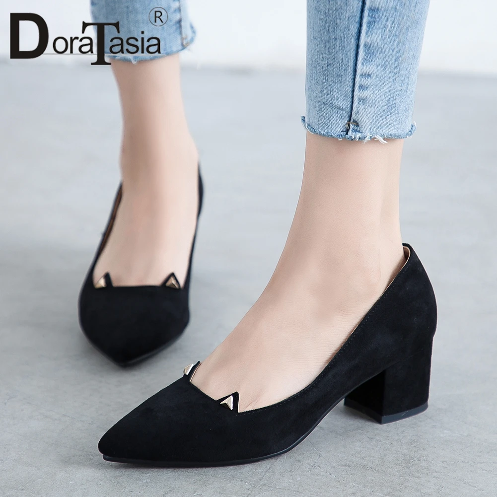 

DORATASIA New Spring Ladies Concise Solid Office Pumps High Heels Ol Pumps Women Elegant Shallow Pointed Toe Shoes Woman