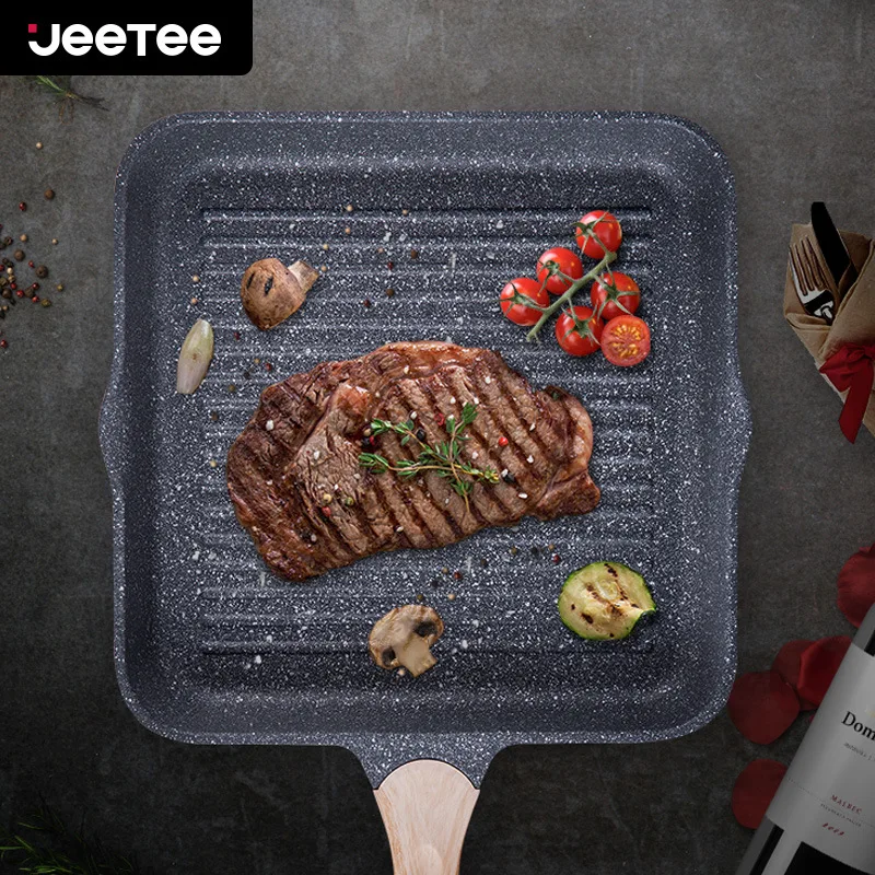 

Medical Stone Oxygen Steak with a Frying Pan Non-stick Pot Stripes zao can guo Household Omelette Pan Flat-bottom Pot