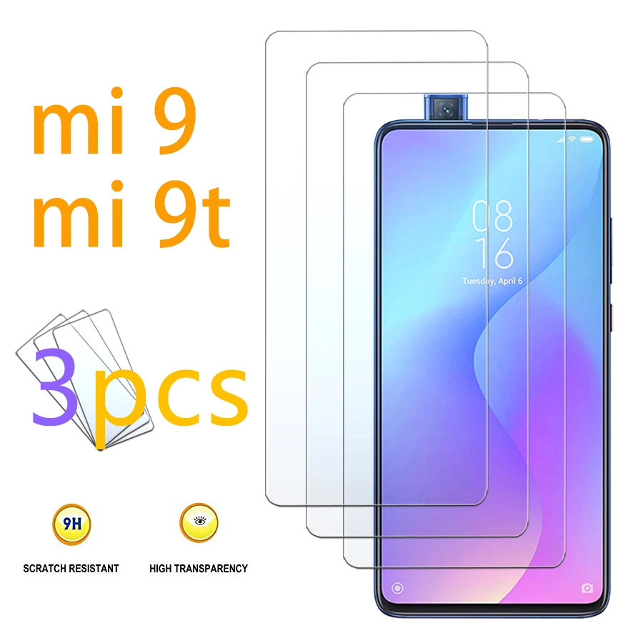 3pcs protective glass for xiaomi mi 9 9t ksiomi screen protector mi9 mi9t t9 redmi 9 note 9t tempered glas xiomi xiami 9h cell phone screen protector