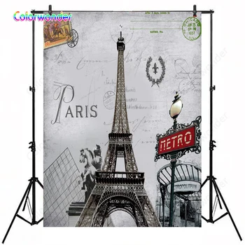 

Nostalgic Photography Backdrop Paris Eiffel Tower Envelope Photo Background For Baby Children Adult Portrait Photographic Prop