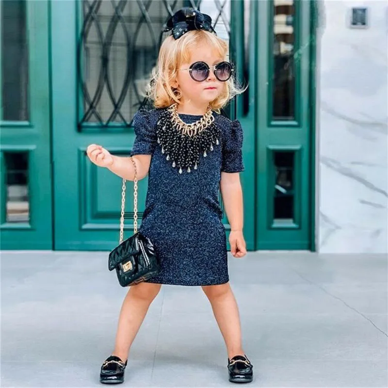 От 1 до 6 лет детское платье для девочек короткое с рукавами-фонариками малышей