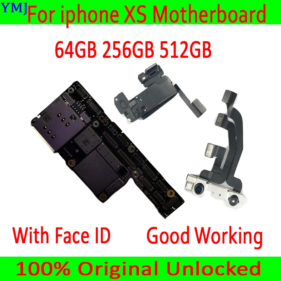 

For iPhone XS Unlocked Free iCloud Motherboard With Face ID Original Used OK Main Logic Board 100% Good Working