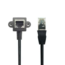 1M Right Angled 90 Degree Angle 8P8C FTP STP UTP Cat5 RJ45 Panel Mount Male to Female Extension Cable Lan Ethernet Network Cord
