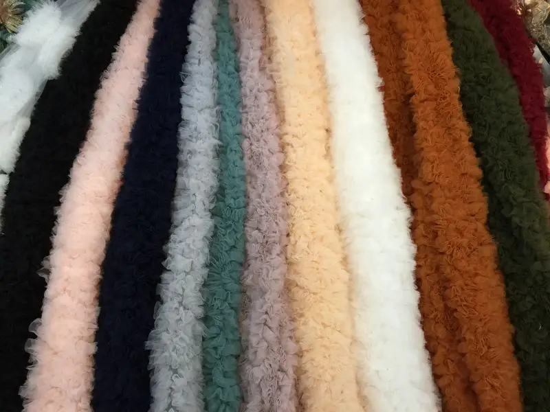 Плиссированная ткань с 3D рюшами, Мягкая сетчатая плиссированная розовая ткань с оборками для свадебного платья, свадебного торжества