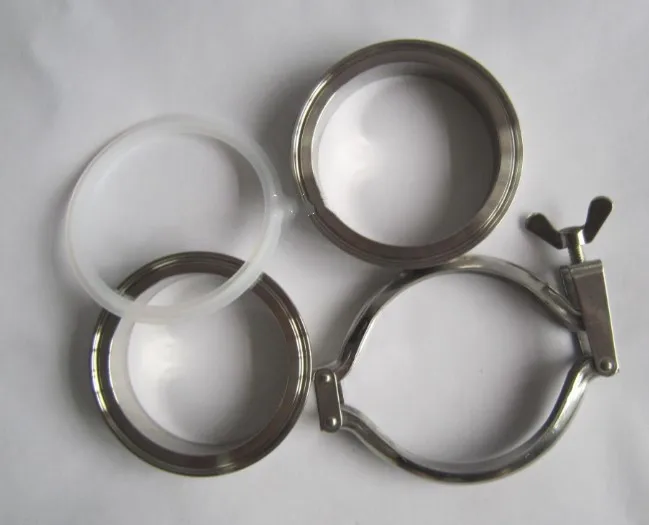 One Set 25mm Sanitary Tri Clamp Weld Ferrule+ Stamping Tri Clamp+ Silicon Gasket