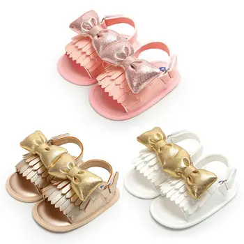 

0-18Months Summer Infant Baby Girl bow-knot tassel Sandal Soft Sole Crib Shoes Sandals Baby Newborn Prewalker