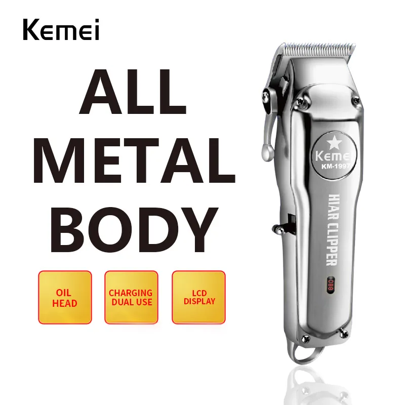 Kemei-1996 Barber Shop Rechargeable Hair Clipper All Metal Electric Hair Trimmer Professional Beard Trimmer Haircut Machine 1997