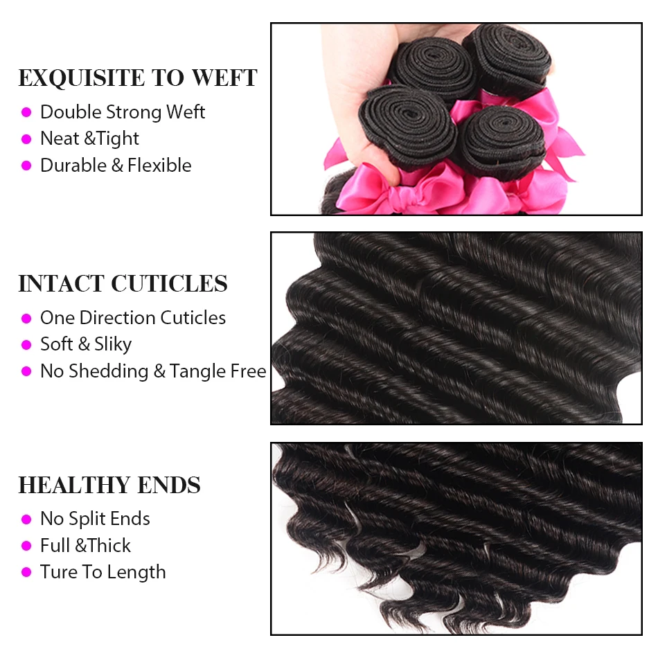 Feixes de Cabelo Malaio com Frontal Encerramento com Bundles Humano com Frontal Onda Profunda Solto Lace Frontal Remy 13x6 9 Pacotes com 3/4 com fecho