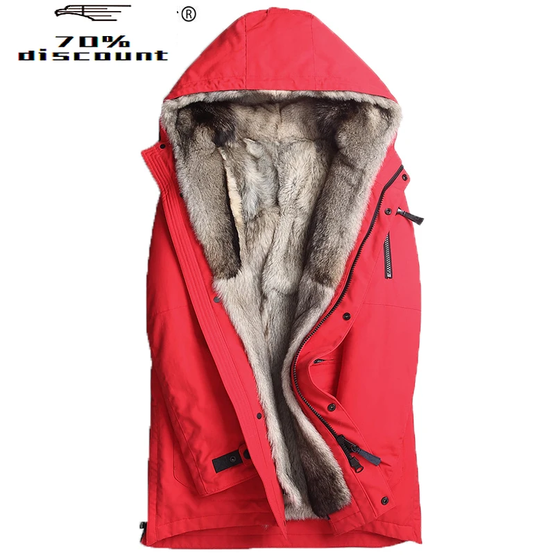 

Mens Wolf Fur Parka Winter Real Fur Coat Men Clothes Natural Fur Plus Size Mink Coat Jacket Overcoat MFTPK20005-6 KJ2083