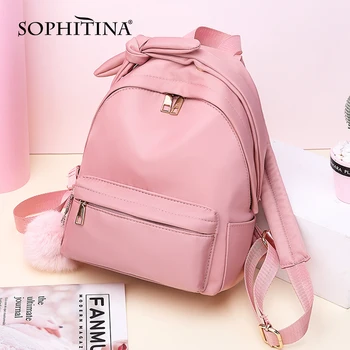 

SOPHITINA Backpacks Women Pink Lovely Butterfly Decoration Zipper Backpacks School Sewing Hardware Buck Strap School bags E53