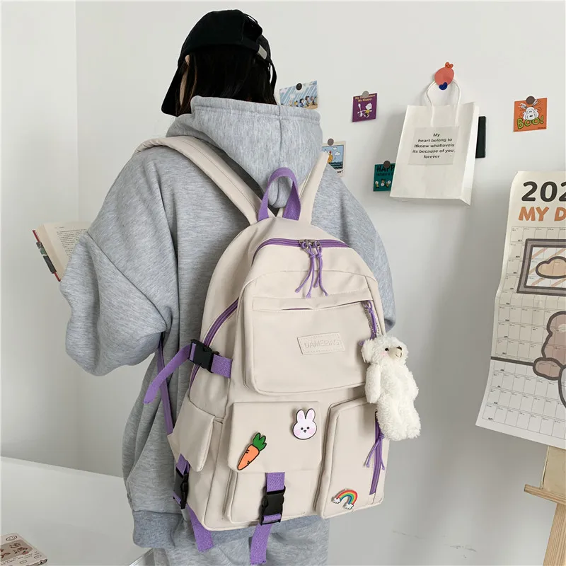 Stylish Backpacks expensive  HOCODO Female Anti Theft Backpack Women Good Quality Nylon Waterproof Backpack Solid Color Ladies Shoulder Backpack Laptop Bags stylish camera bag