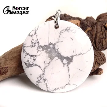 

Real Howlite Pendants Natural White Turquoise Round Stone Meditation Chakra Healing Reiki Beads For Jewelry Making BE458