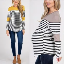 Новая женская одежда для беременных, топы для кормящих, футболки, топы для грудного вскармливания, комбинированные топы в полоску для беременных