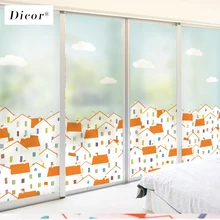 DIY 3D Солнечный город стеклянная пленка оконная наклейка прозрачная непрозрачная для детских комнат мультфильм гостиная наклейка плакат BLT195