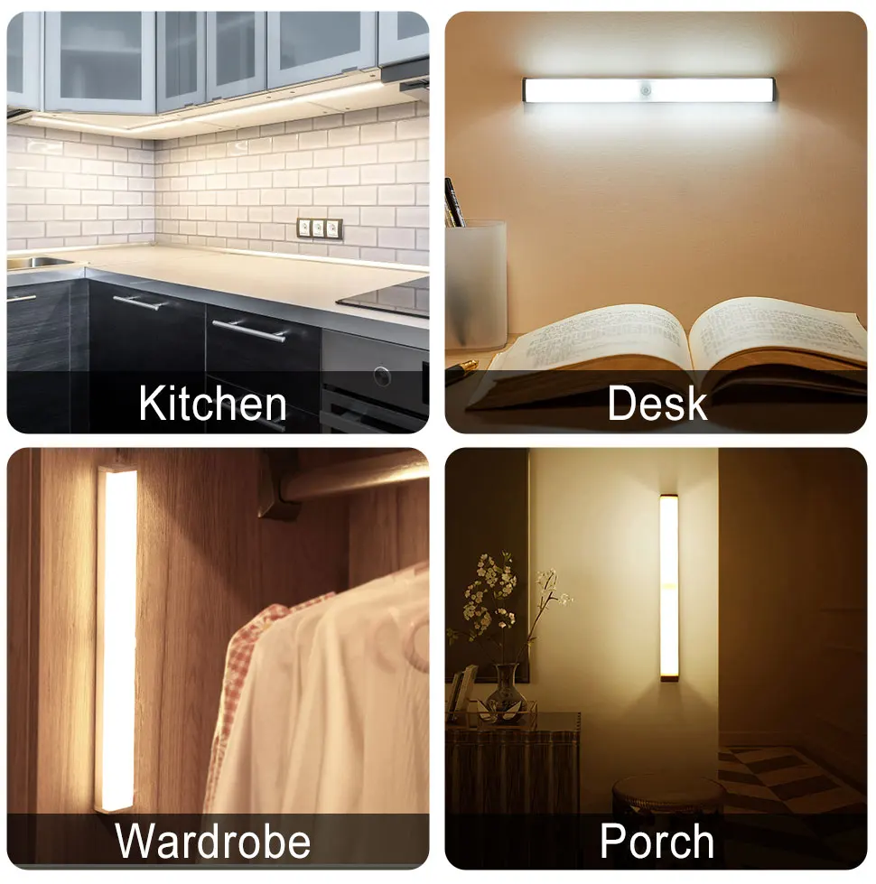 childrens night lights PIR Motion Sensor LED Cabinet Light Dimmable Night Lights USB Rechargeable 6/10/20/36/60 LEDs Closet Lamp For Kitchen  Wardrobe star night light