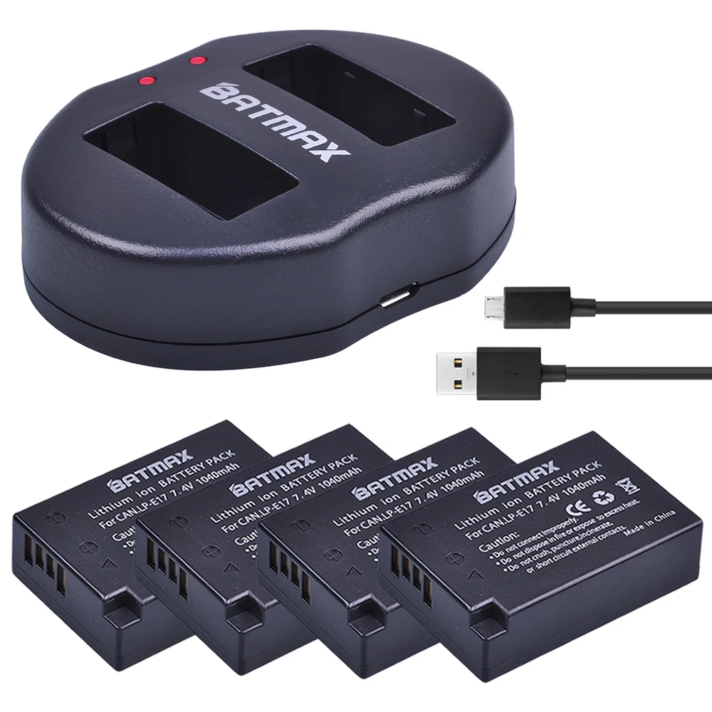 Batmax LP-E17 LP E17 LPE17 Батарея+ USB Dual Зарядное устройство для цифровой однообъективной зеркальной камеры Canon EOS 200D M3 M6 750D 760D T6i T6s 800D 8000D поцелуй X8i - Цвет: 4B with charger
