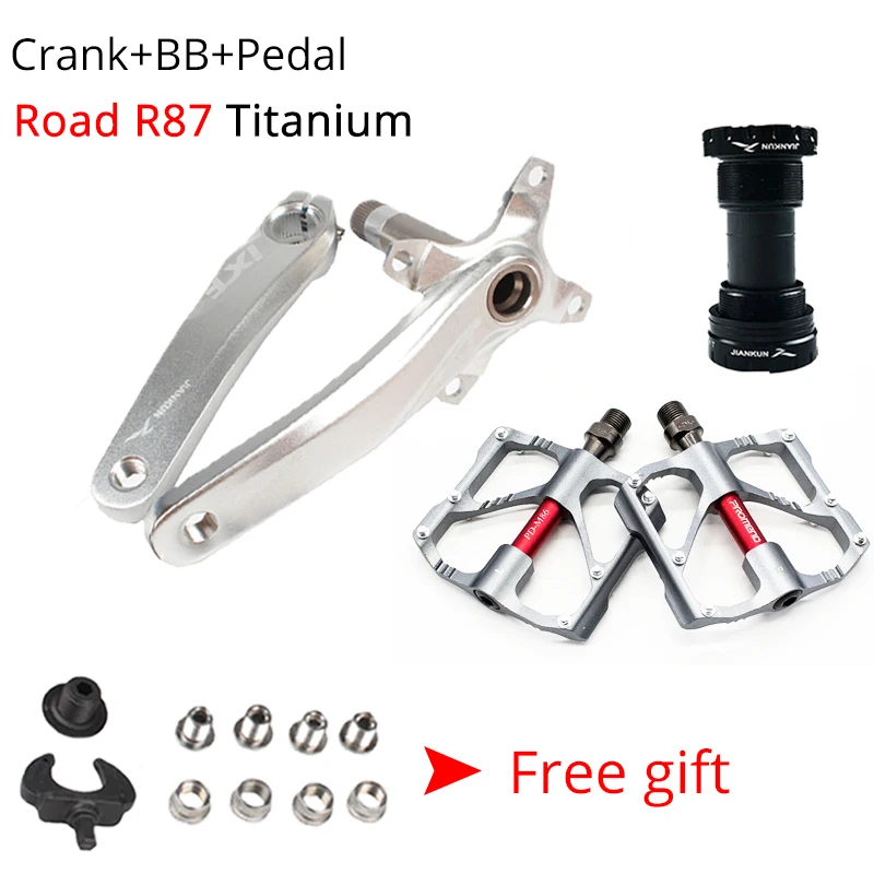 Crank R87 silver BB JIANKUN 170 мм рукоятки MTB велосипед 9/16in 2 шт педаль 104BCD IXF Arm передняя Звездочка Алюминий дорожная система велосипеда с каретка BB - Цвет: Crank R87 silver BB