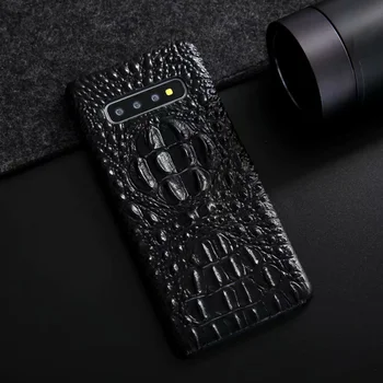 

Real Genuine Leather Case For galaxy S10 S10e S10 Plus Ckhb-19S Luxury 3D Crocodile Pattern Retro Vintage Hard Slim Cover Cases