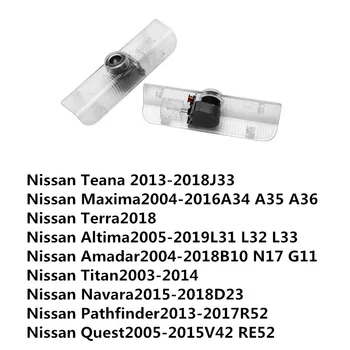 

2pcs For Nissan Teana L33 Maxima A34 A35 Quest Pathfinder R52 Navara Car Logo Door Light Ghost Shadow Welcome Light Projectors