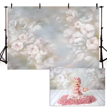 

Blooming Flowers Backdrop Newborn Baby Shower Oil Painting Background For Photo Studio Birthday Party Decoration Vinyl Floor