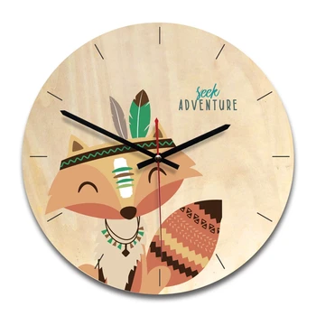

LBER Wooden creative wall clock stylish cartoon wall clock indian image clock Section A