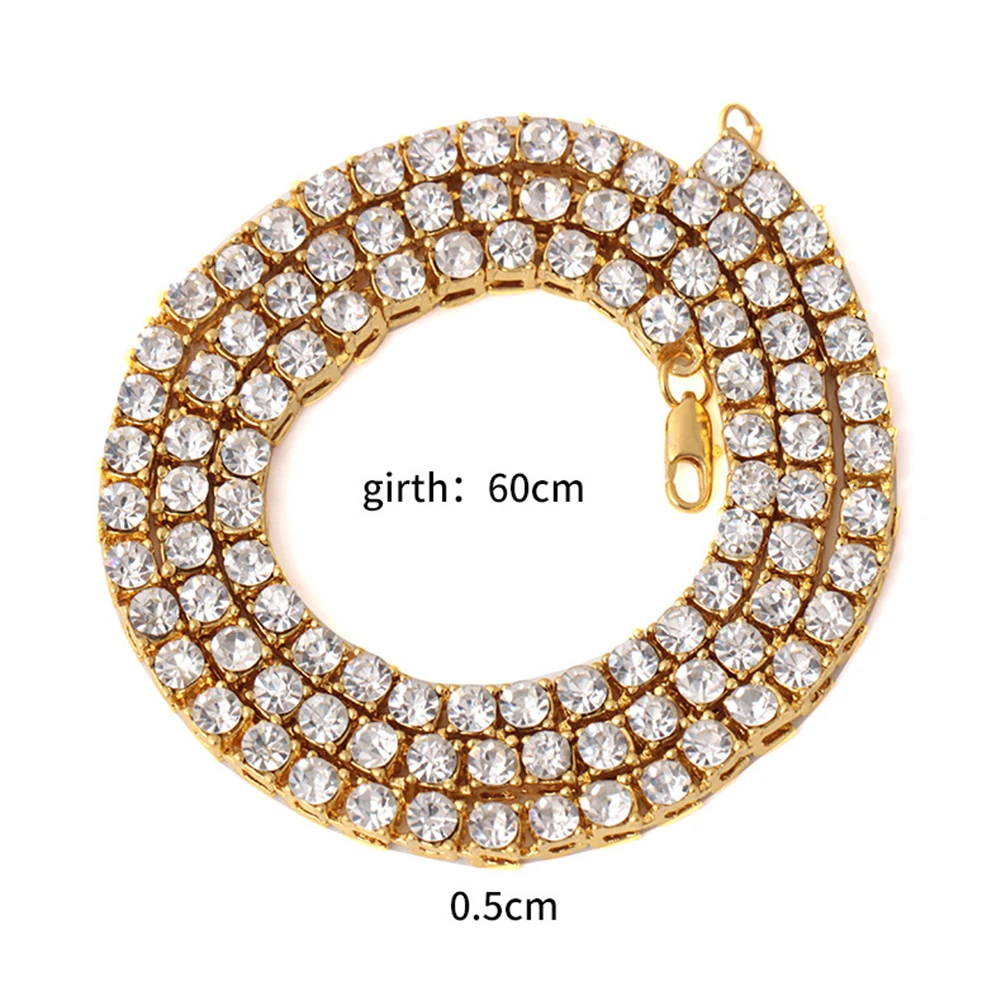 New Multilayer Metal chain cool simple Men Hip Hop Multilayer Tennis Chain Rhinestone Inlaid Necklace Jewelry Christmas Gift