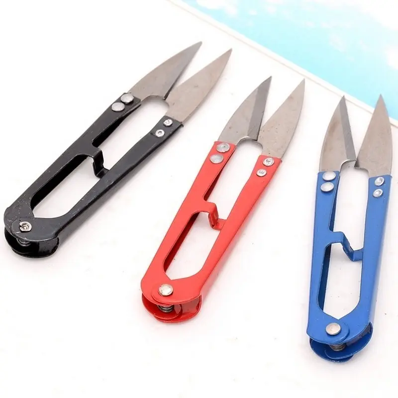 Включая sharp)(случайный цвет) крестиком u-образные ножницы швейная Резьбовая головка из нержавеющей стали Острые Ножницы 10.6x2cm-1