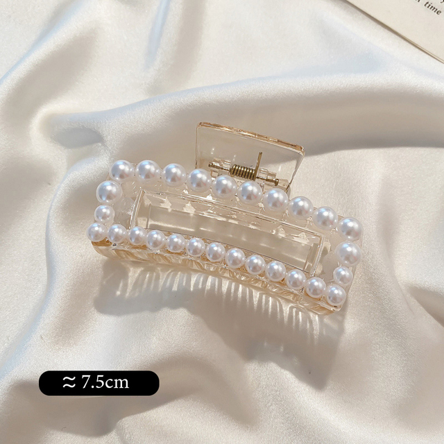 Pearl Hair Claw For Women Ladies Makeup Hair Barrettes Hair Accessories Korean Cross Crab Hair Clip Fashion Girl Headwear