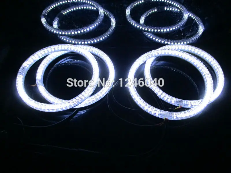 Белый и желтый двойной цвет LED DRL Включите сигнальный светодиод ангельские глазки с большими кругами, гало кольца 70/80/85/90/100/106/110/120/126 мм супер яркий
