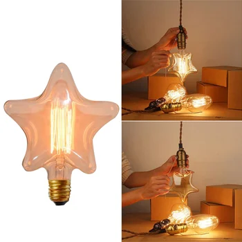 

2700K Star Shaped Tungsten Filament Bulb Lights E27 Screw Base Incandescent Lamp Bulbs (No Bulb Holder Electric Wire Included)