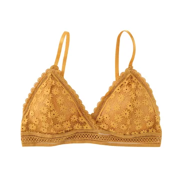 

Women Lace No Steel Ring Sports Bra Beauty Back Wrapped Chest Comfortable Skin Bra Stretch Triangle Cup Chen Padded