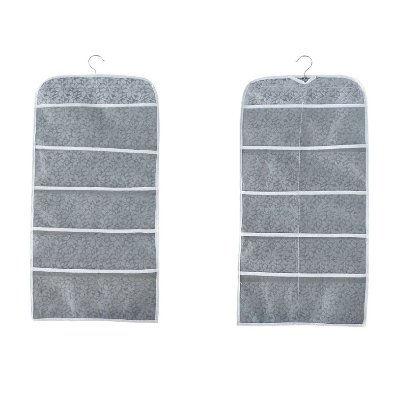 Home Storage Hanging Bag Double-sided Water Laundry Cabinet Underwear Hanging Bag Socks Storage Door Storage Non-woven Cloth - Цвет: Gray
