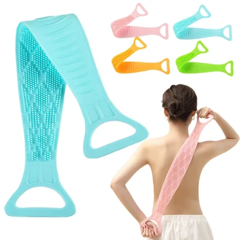 

65cm Bath Shower Silicone Body Brush Bath Belt Exfoliating Back Brush Belt Wash Clean Bath Scrub Belt Towel Dropshipping