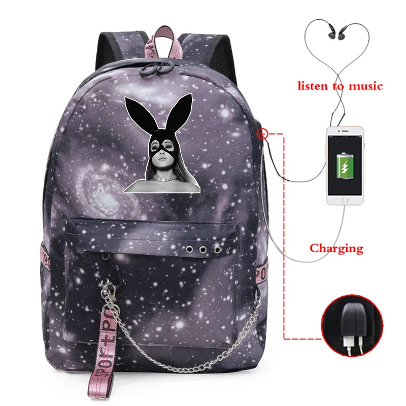 16 Mochila Feminina Ariana большая сумка-рюкзак Galaxy School Bookags для подростков девочек мальчиков женский рюкзак Usb зарядка дорожная сумка для ноутбука - Цвет: 16
