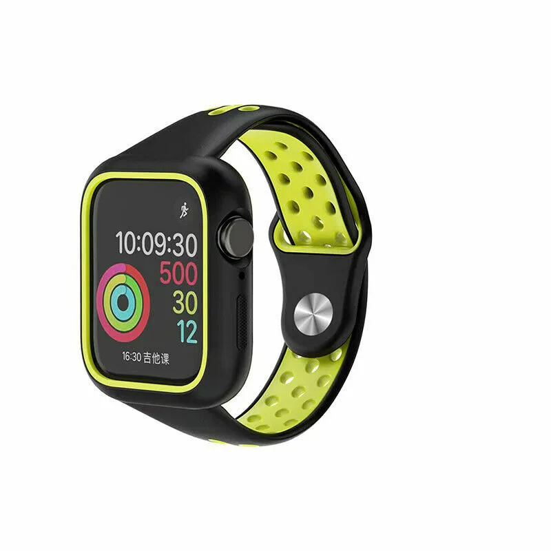 Ремешок для Apple Watch 4 спортивный силиконовый сменный ремешок для наручных часов+ чехол для Apple iWatch 40 мм 44 мм