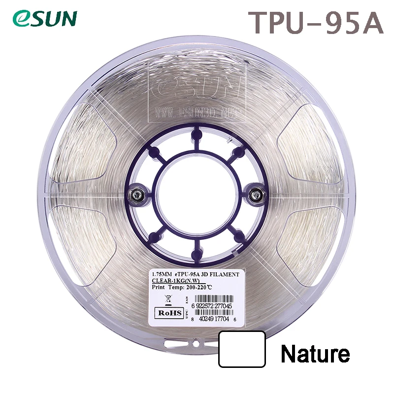 Esun TPU-95A нити/3D-принтеры чернильного/мягкий пластичный материал/Природа 1,75 мм, Вес нетто: 1 кг из России - Цвет: TPU-95A Nature